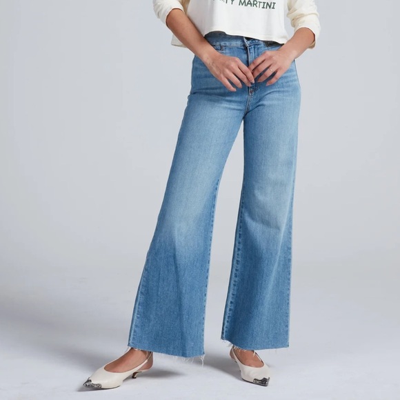 ASKK NY Denim - ASKK NY Brighton Crop Wide Leg Jeans High Rise Raw Hem US 29